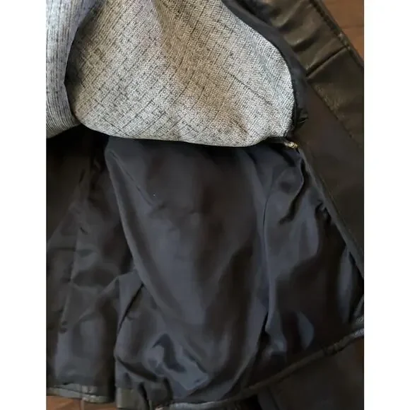 Vintage Womens Black Leather Moto Jacket Fur Lined Biker 12 Vtg Zip Liner - Picture 10 of 16